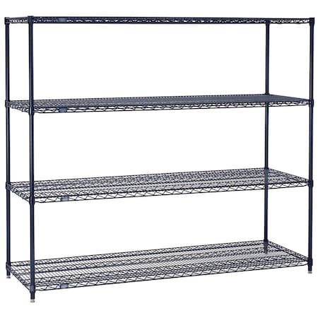 Nexelon Wire Shelving, Blue Epoxy, 54W X 14D X 74H